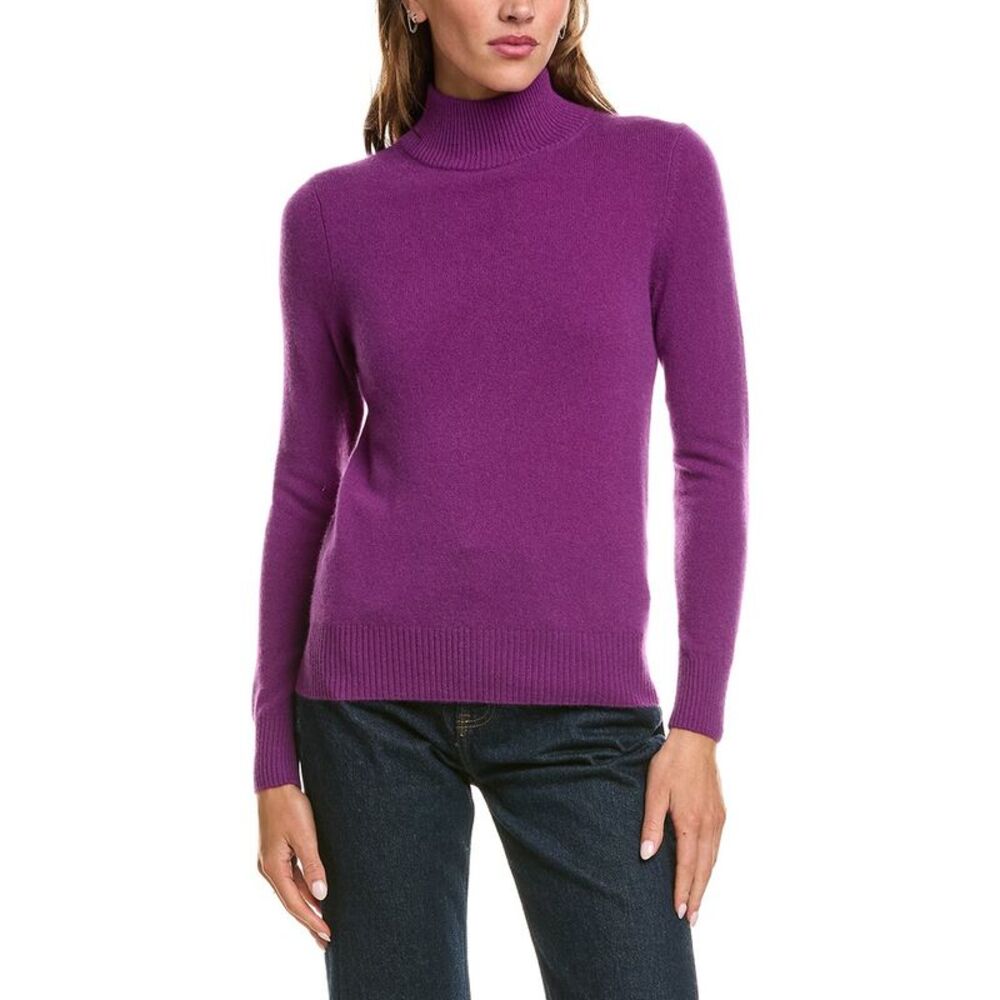 Incashmere Womens Basic Mock Neck 100% Cashmere Sweater, Purple